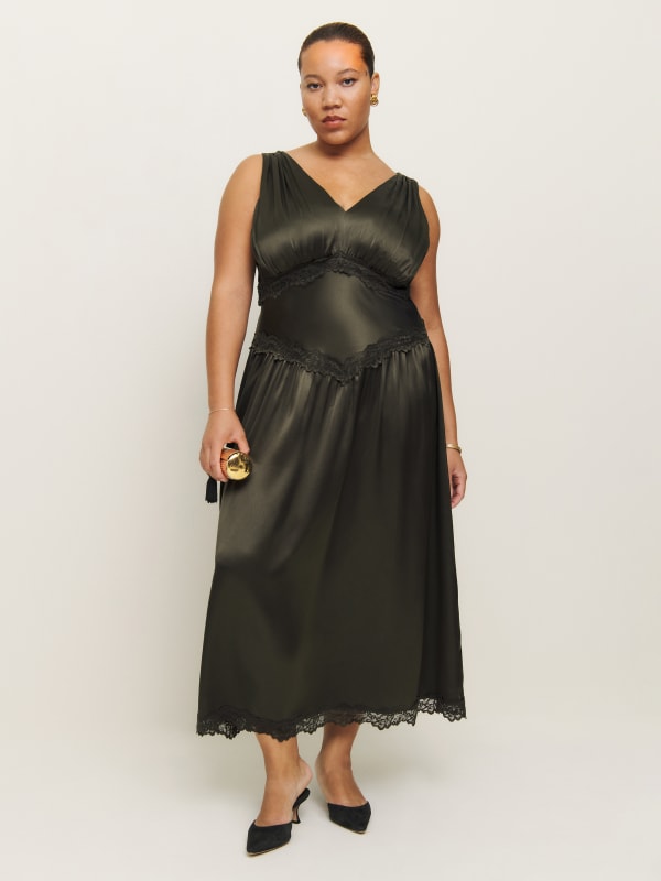 Stasia Silk Dress Es - Pine Tree